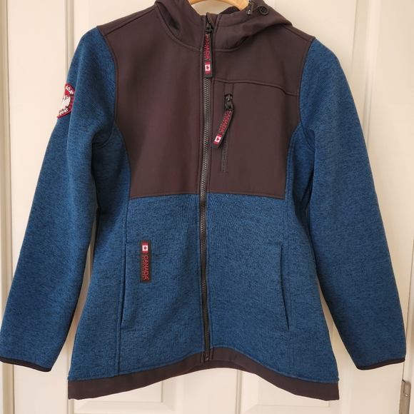 Canada Weather Gear Jacket Cozy Hooded Sweater Fleece Zip Up Blue Black Small - Picture 5 of 16
